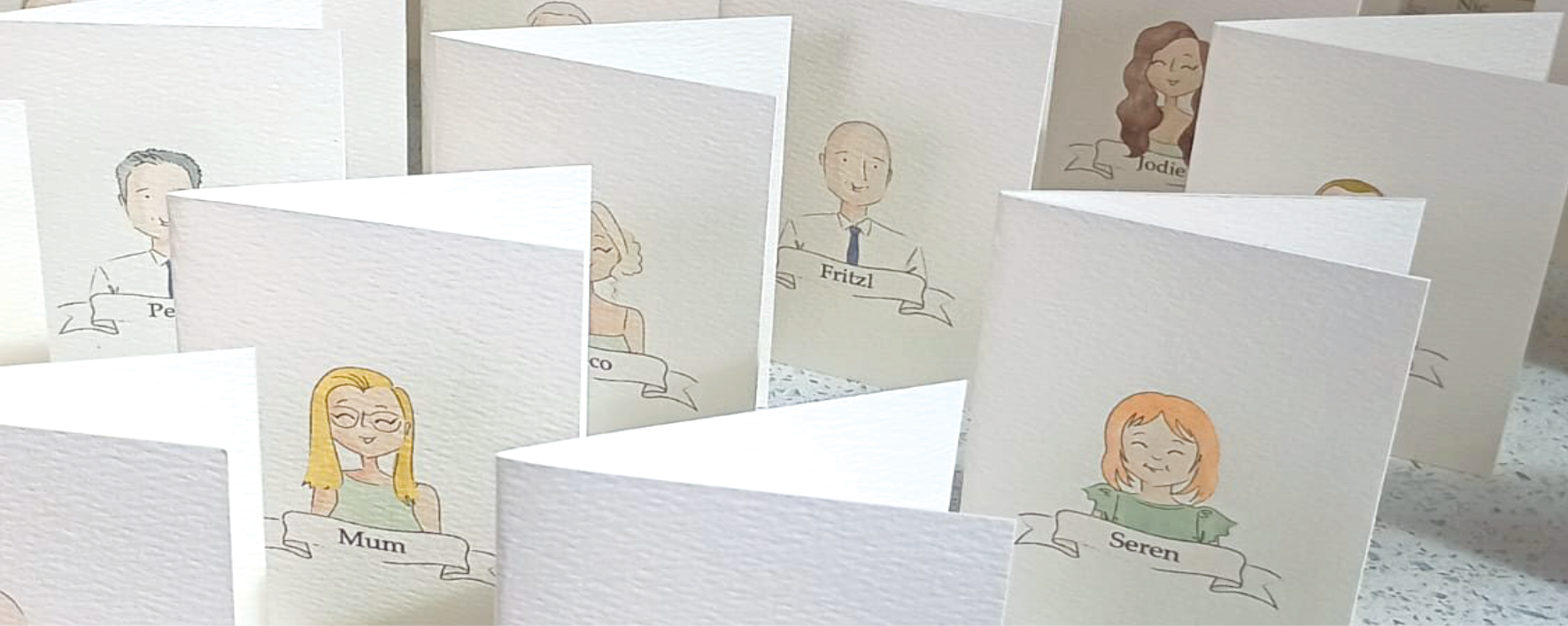 Illustrated place cards by Clair De Lune